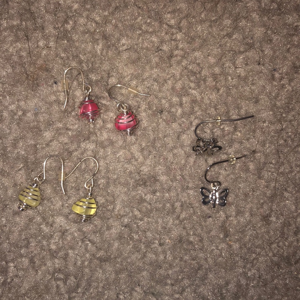 Earrings (butterfly and color spheres)